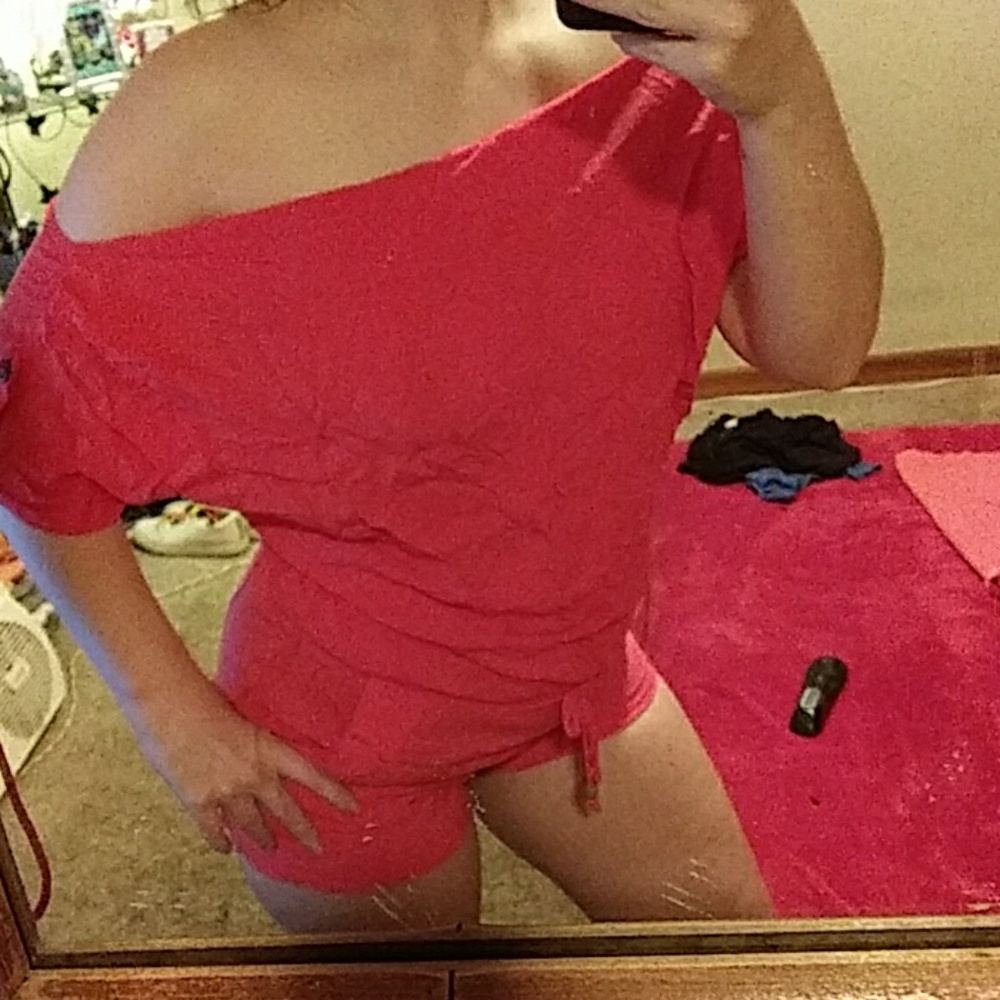 very cutrpinkish red romper. Like new